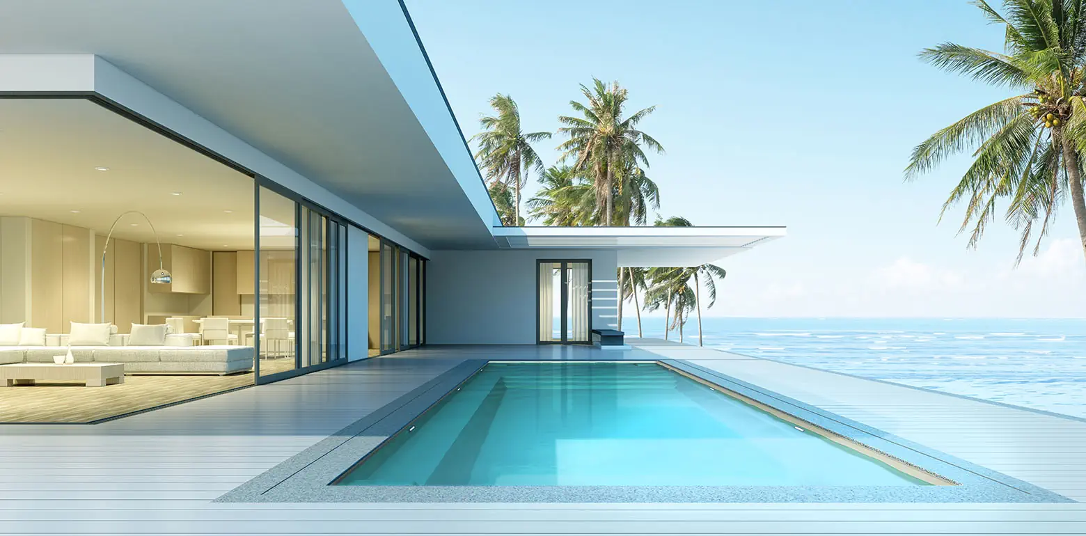 The Ovation fiberglass inground backyard pool design by Aviva Pools