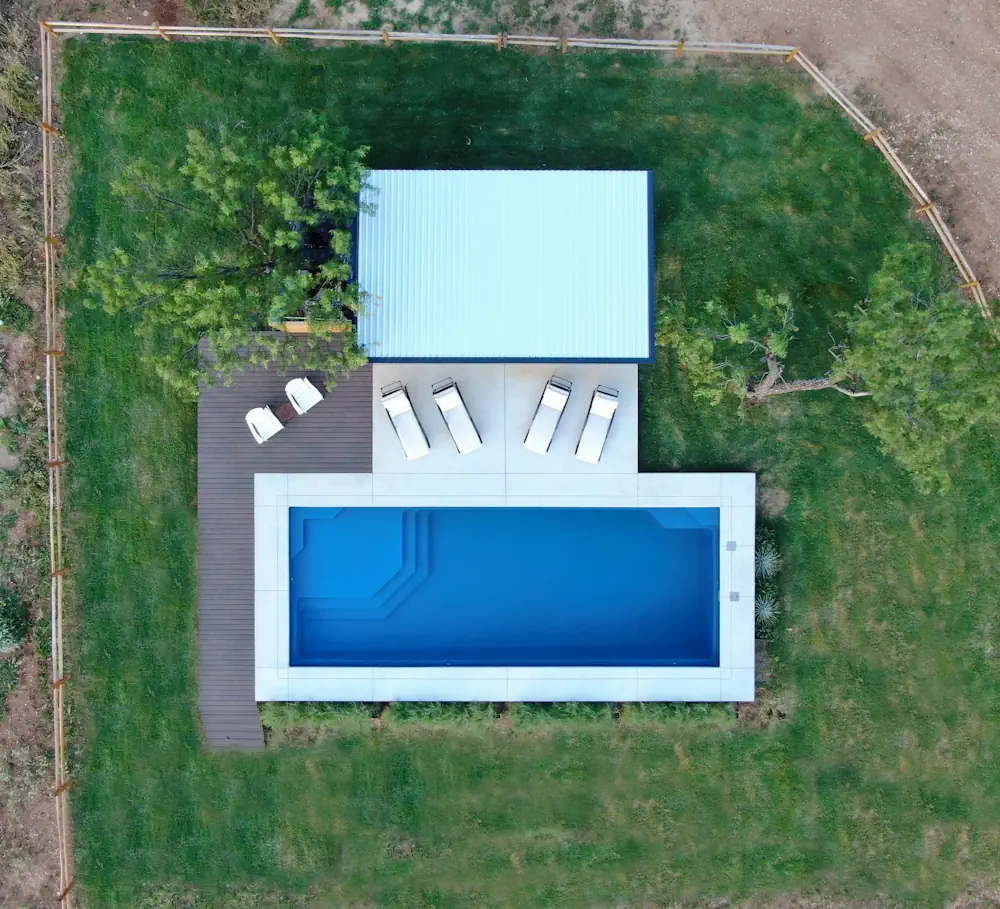 A fiberglass pool with family-friendly features 