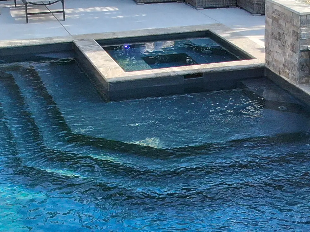 The exquisite design of the Luxe Fiberglass pool